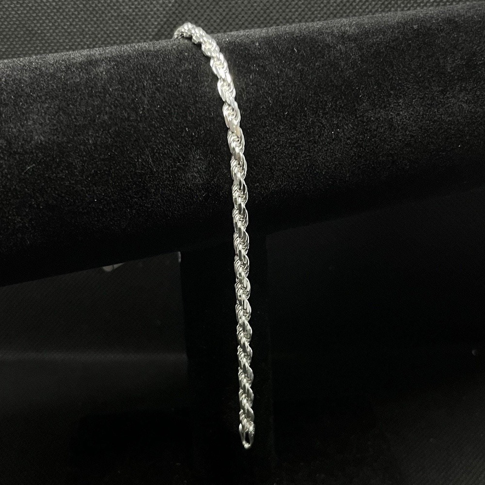 Esclava De Plata 925 Con Diseño Rope,Rope Design Silver‎ Bracelet
